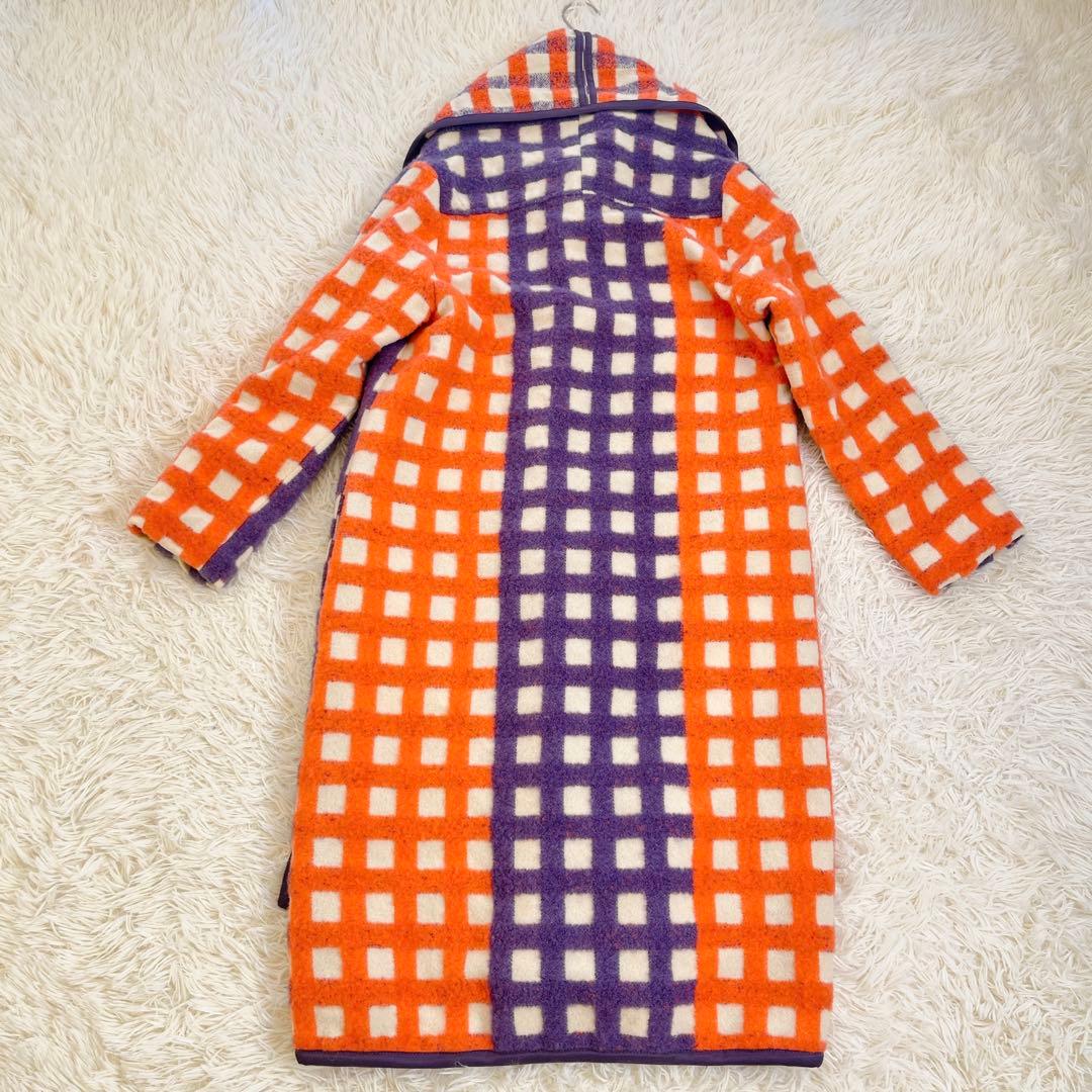 希少✨ ミントデザインズ ショールカラー ロングコート ガウン ギンガムチェック