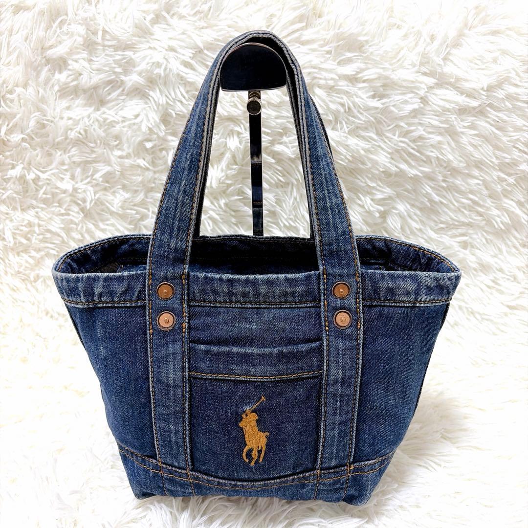 POLO ポロラルフローレン デニム ミニ トートバッグ ビッグポニー刺繍