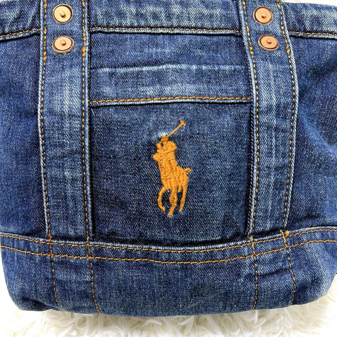 POLO ポロラルフローレン デニム ミニ トートバッグ ビッグポニー刺繍