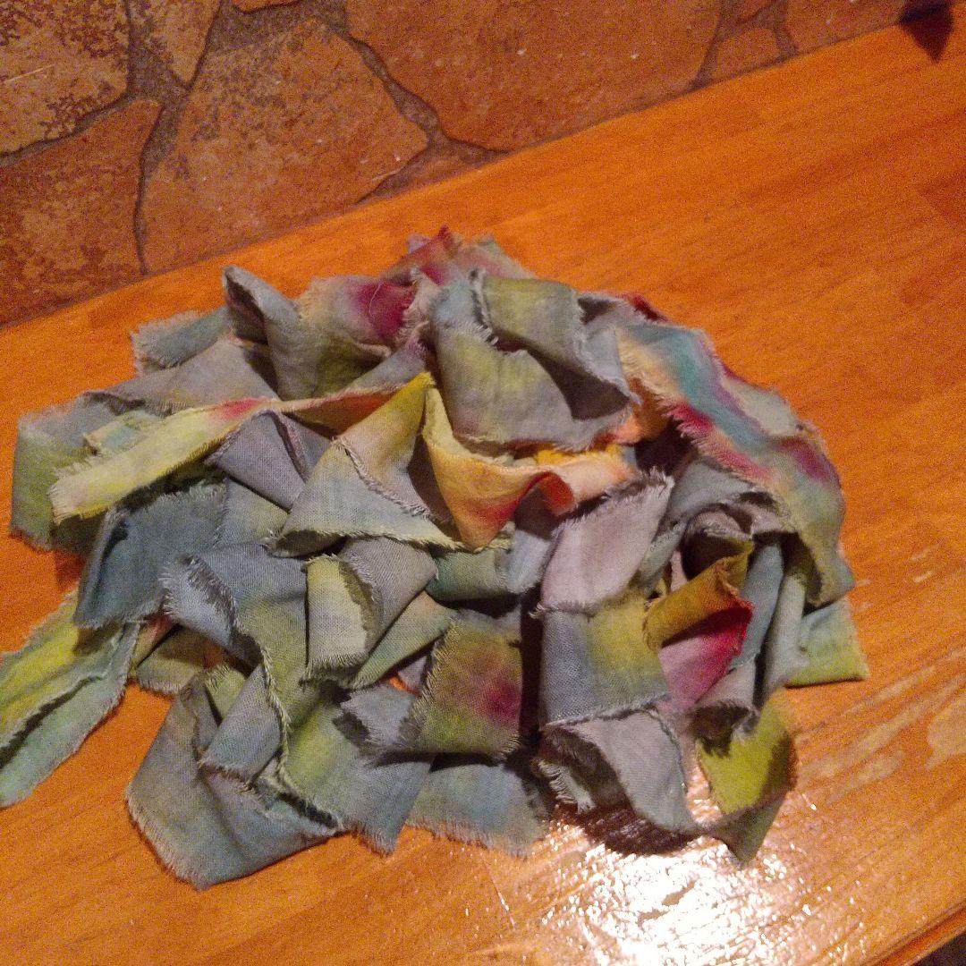 1017。28，ジャンクジャーナル素材。手染めフリンジ加工裂き布リボン