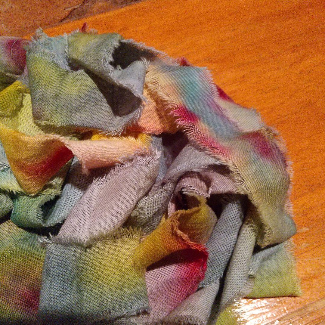 1017。28，ジャンクジャーナル素材。手染めフリンジ加工裂き布リボン