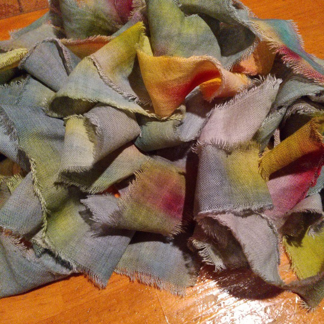 1017。28，ジャンクジャーナル素材。手染めフリンジ加工裂き布リボン