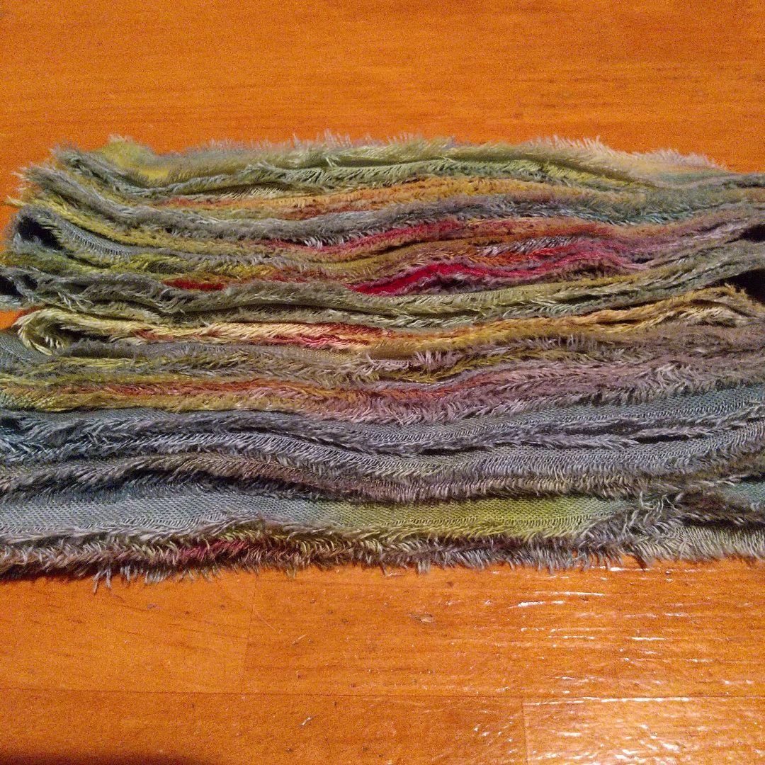 1017。28，ジャンクジャーナル素材。手染めフリンジ加工裂き布リボン
