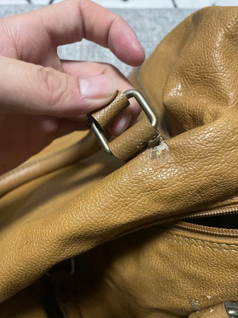 adidas ブラウン レザー ボストンバッグ