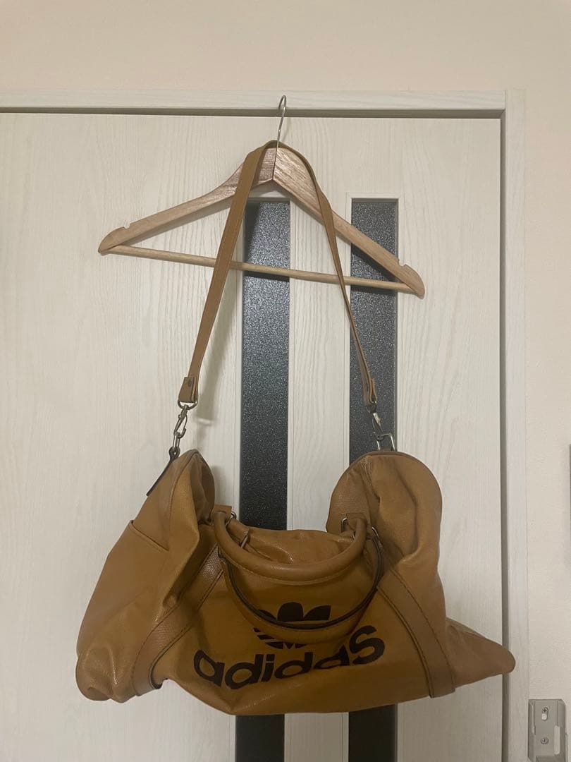 adidas ブラウン レザー ボストンバッグ