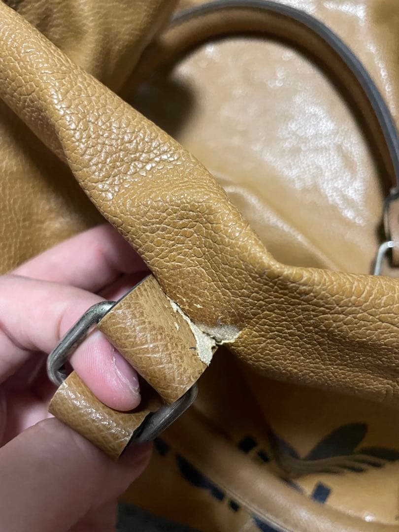 adidas ブラウン レザー ボストンバッグ