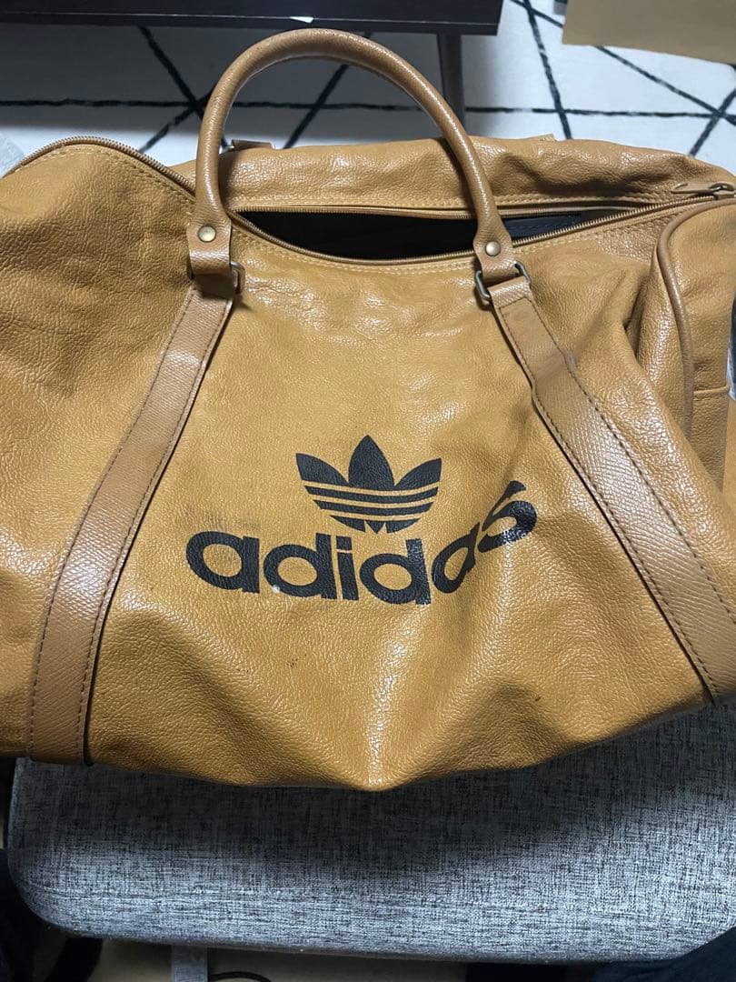 adidas ブラウン レザー ボストンバッグ
