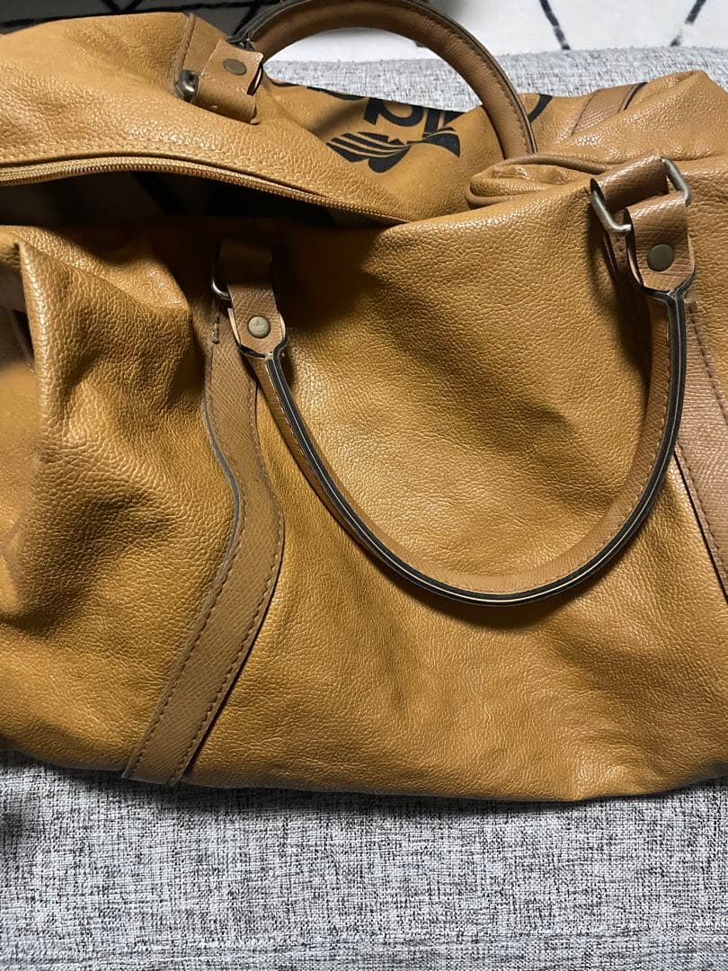 adidas ブラウン レザー ボストンバッグ