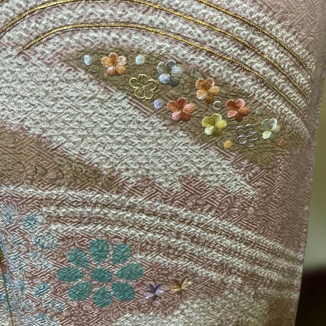 訪問着　絞り　刺繍　しつけあり　身丈165裄66