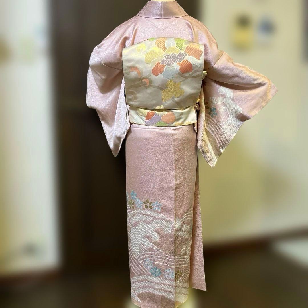 訪問着　絞り　刺繍　しつけあり　身丈165裄66