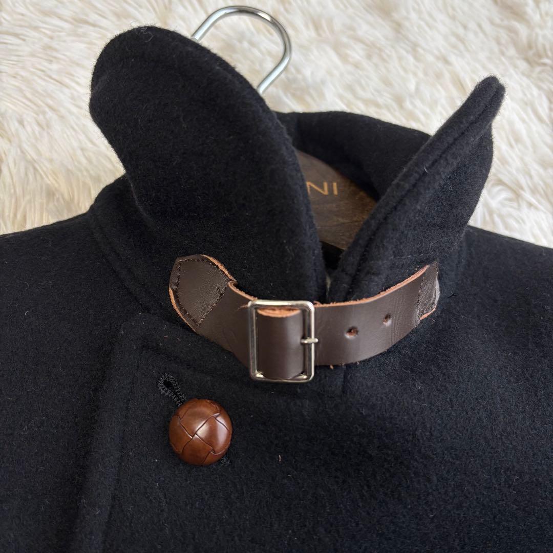 エディフィス メルトンウール マリンコート アンゴラ ストライプ くるみボタン