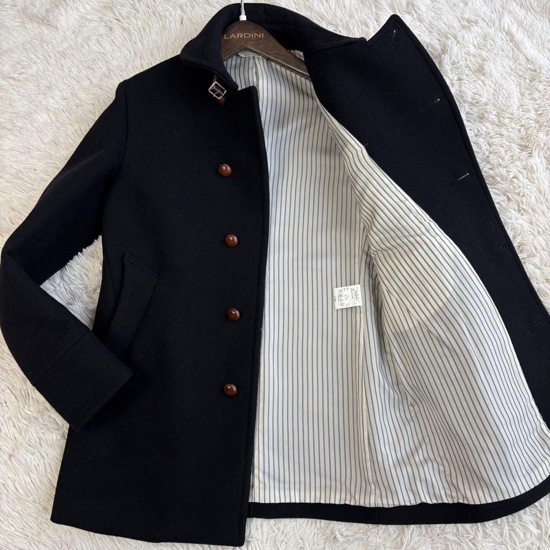 エディフィス メルトンウール マリンコート アンゴラ ストライプ くるみボタン