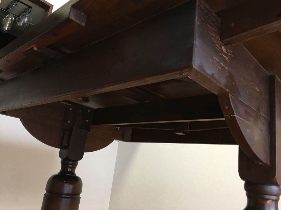 イギリスアンティーク　ドローリーフテーブル　　英国伸縮式テーブル　店舗什器