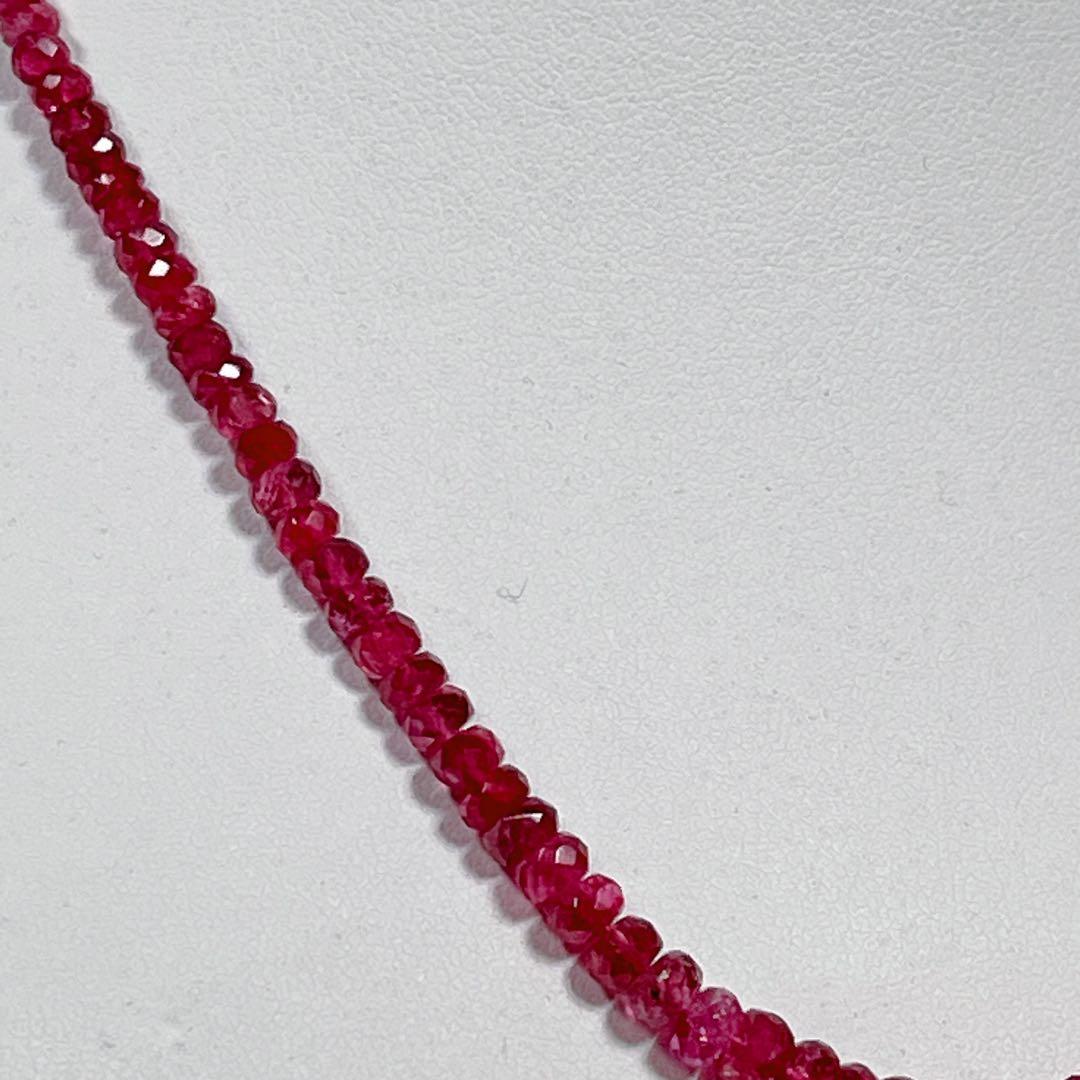 レッドスピネルネックレスボタンカットシルバーアジャスター5センチNO251306