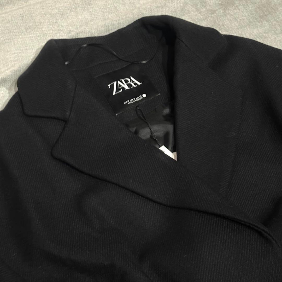 【新品】ZARA ザラ MANTECO 黒 ガウンベルトロングコート ブラック