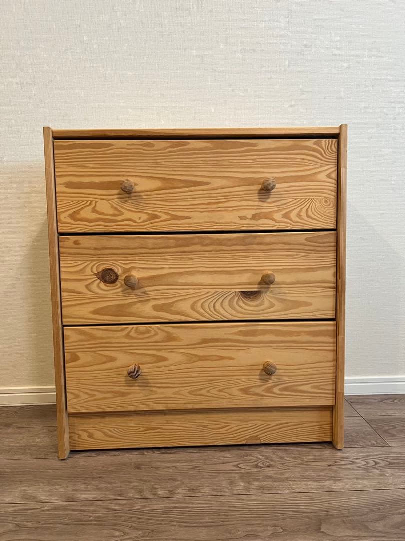 IKEA rast木製ナチュラルウッド3段チェスト