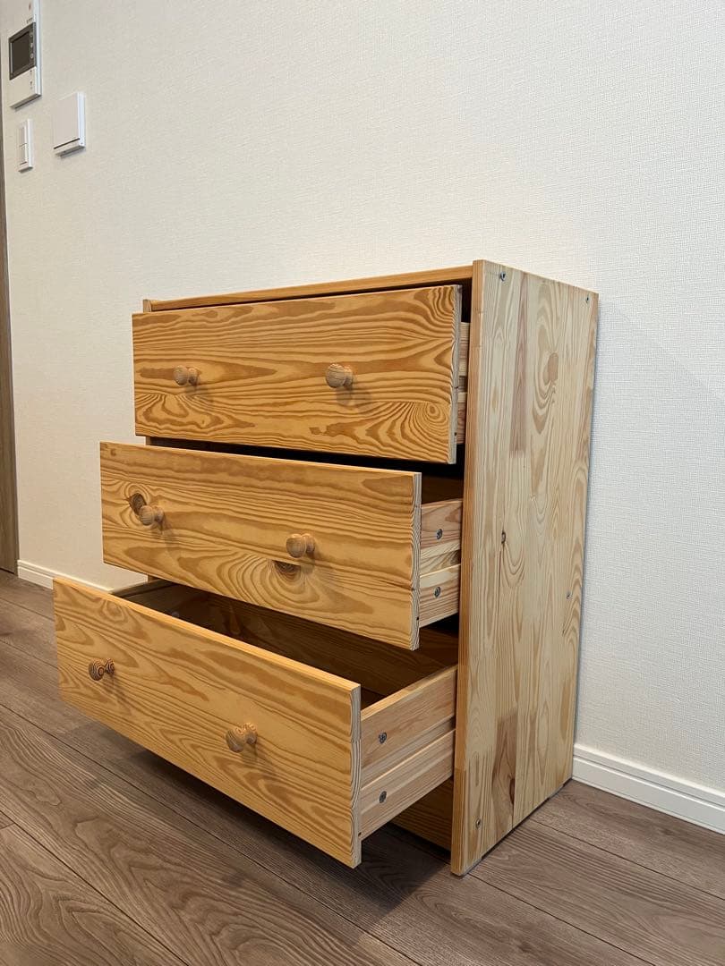 IKEA rast木製ナチュラルウッド3段チェスト