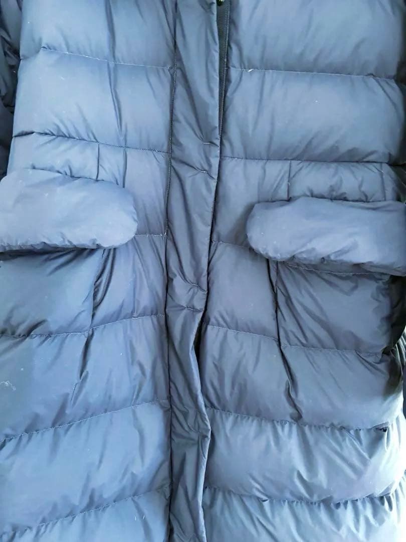 【美品】★ ユニクロ +J ダウンコート ロング丈 M ネイビー/収納袋付き