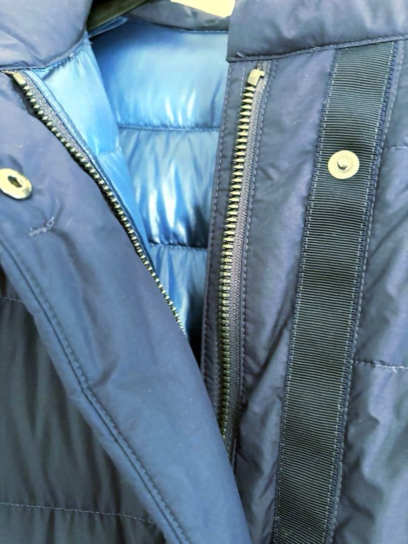 【美品】★ ユニクロ +J ダウンコート ロング丈 M ネイビー/収納袋付き