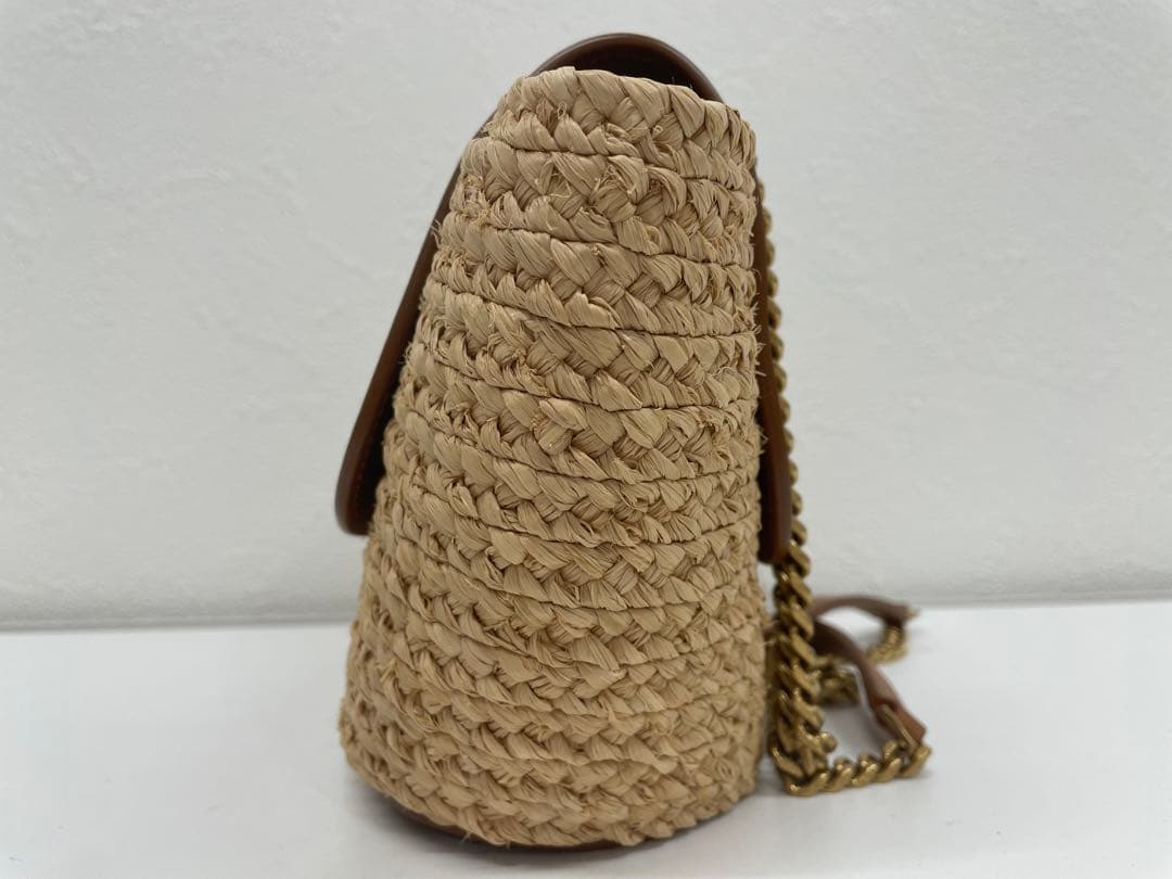 【美品】箱 保存袋付き！サンローラン ラフィア カゴ　ショルダーバッグ