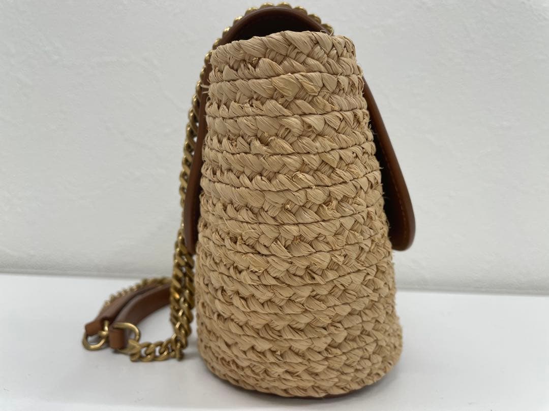 【美品】箱 保存袋付き！サンローラン ラフィア カゴ　ショルダーバッグ