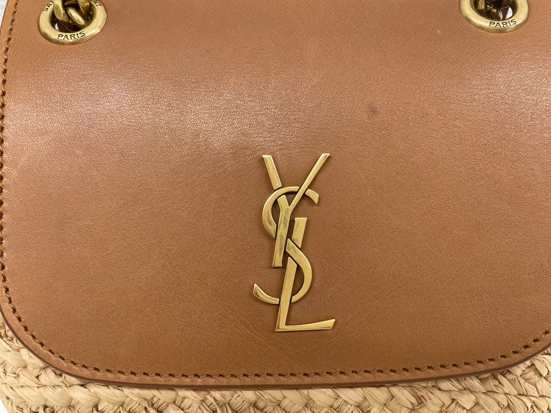 【美品】箱 保存袋付き！サンローラン ラフィア カゴ　ショルダーバッグ