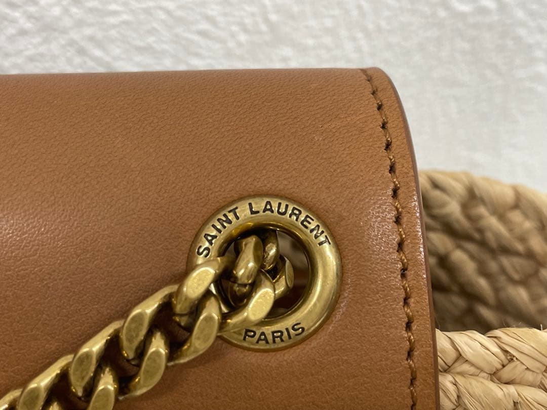 【美品】箱 保存袋付き！サンローラン ラフィア カゴ　ショルダーバッグ