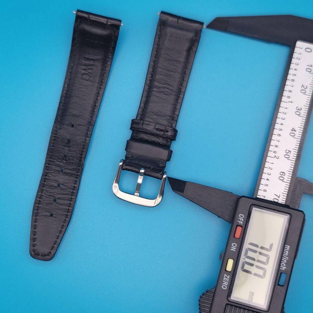 IWC 純正 中古品 レザーベルト取付幅20㎜黒色 ＋ 社外尾錠幅20㎜銀色