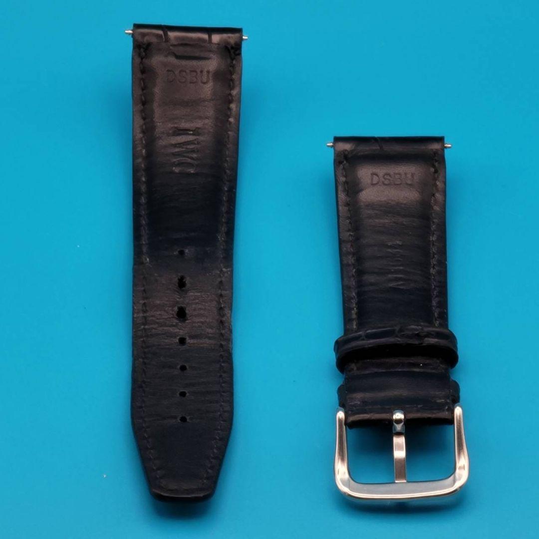 IWC 純正 中古品 レザーベルト取付幅20㎜黒色 ＋ 社外尾錠幅20㎜銀色