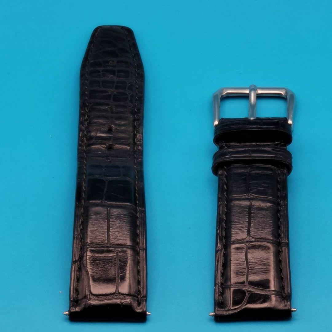 IWC 純正 中古品 レザーベルト取付幅20㎜黒色 ＋ 社外尾錠幅20㎜銀色