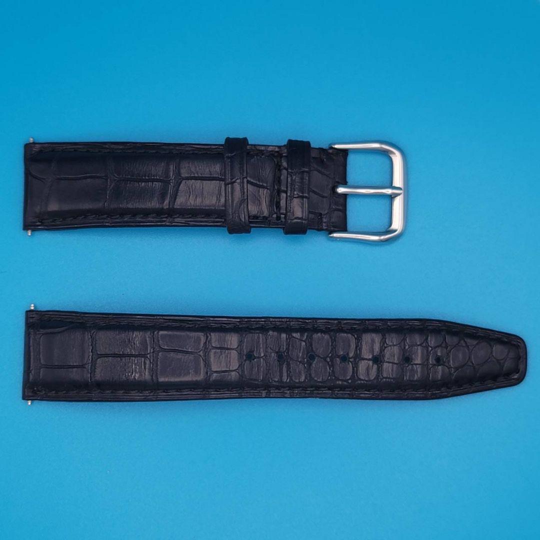 IWC 純正 中古品 レザーベルト取付幅20㎜黒色 ＋ 社外尾錠幅20㎜銀色