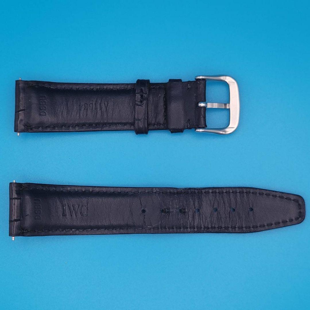 IWC 純正 中古品 レザーベルト取付幅20㎜黒色 ＋ 社外尾錠幅20㎜銀色