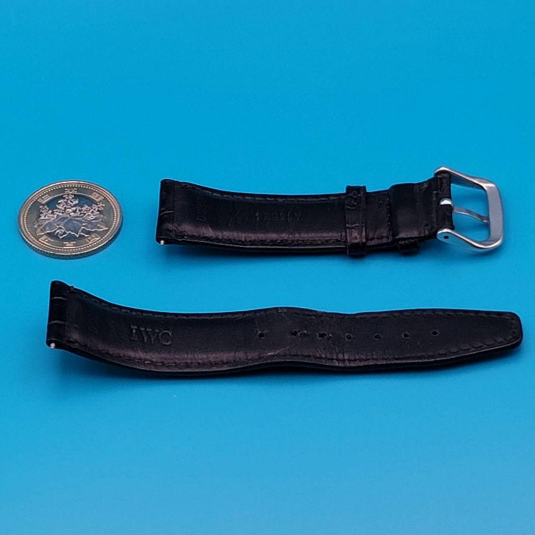 IWC 純正 中古品 レザーベルト取付幅20㎜黒色 ＋ 社外尾錠幅20㎜銀色