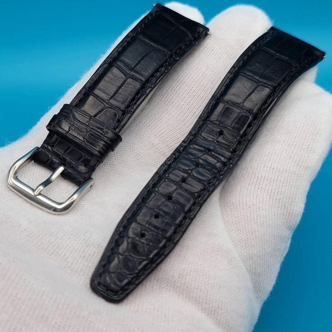 IWC 純正 中古品 レザーベルト取付幅20㎜黒色 ＋ 社外尾錠幅20㎜銀色