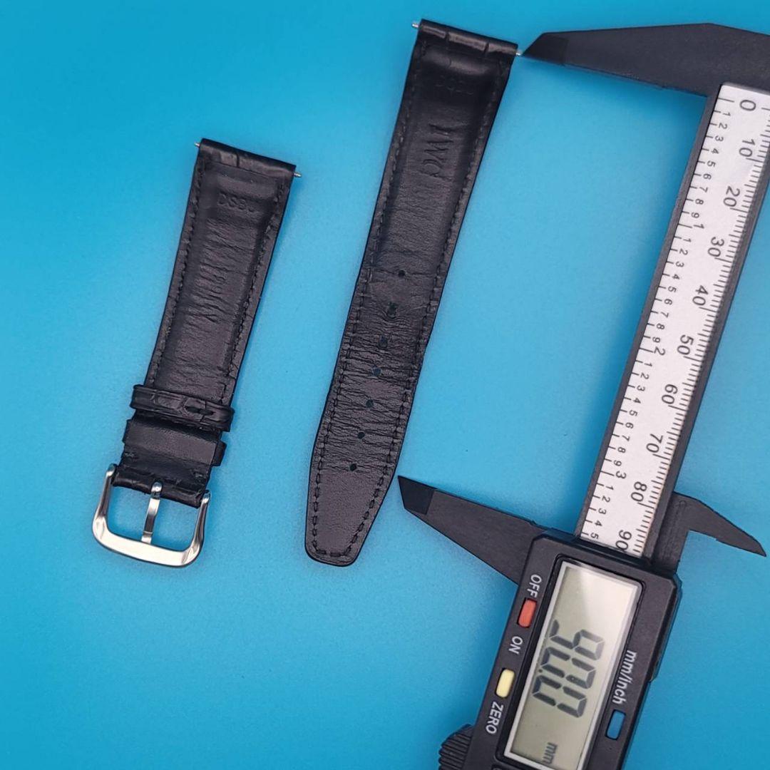 IWC 純正 中古品 レザーベルト取付幅20㎜黒色 ＋ 社外尾錠幅20㎜銀色