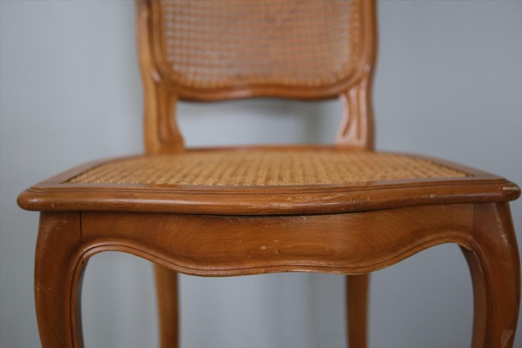 フランスアンティーク猫脚ダイニングチェア/椅子イス/籐ラタン(90-190-5)