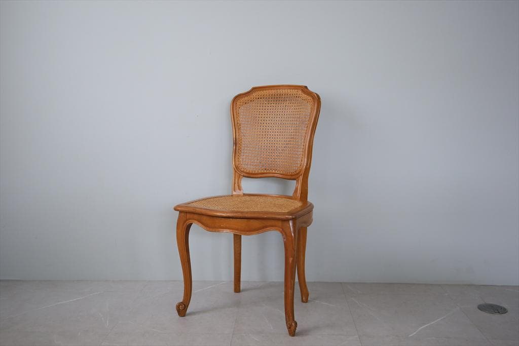 フランスアンティーク猫脚ダイニングチェア/椅子イス/籐ラタン(90-190-5)