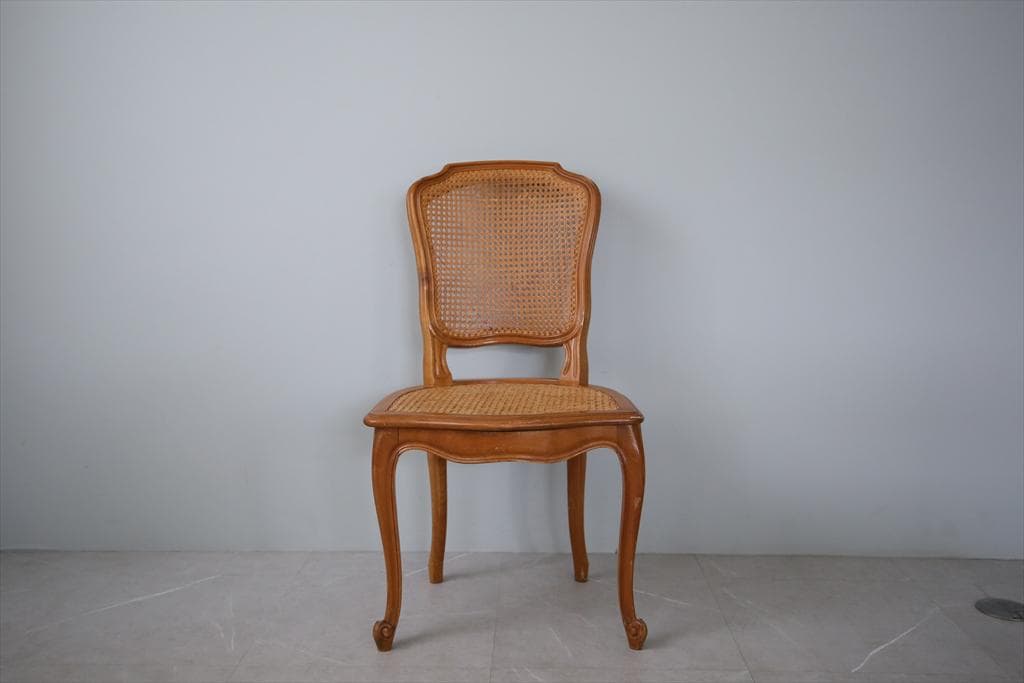 フランスアンティーク猫脚ダイニングチェア/椅子イス/籐ラタン(90-190-5)