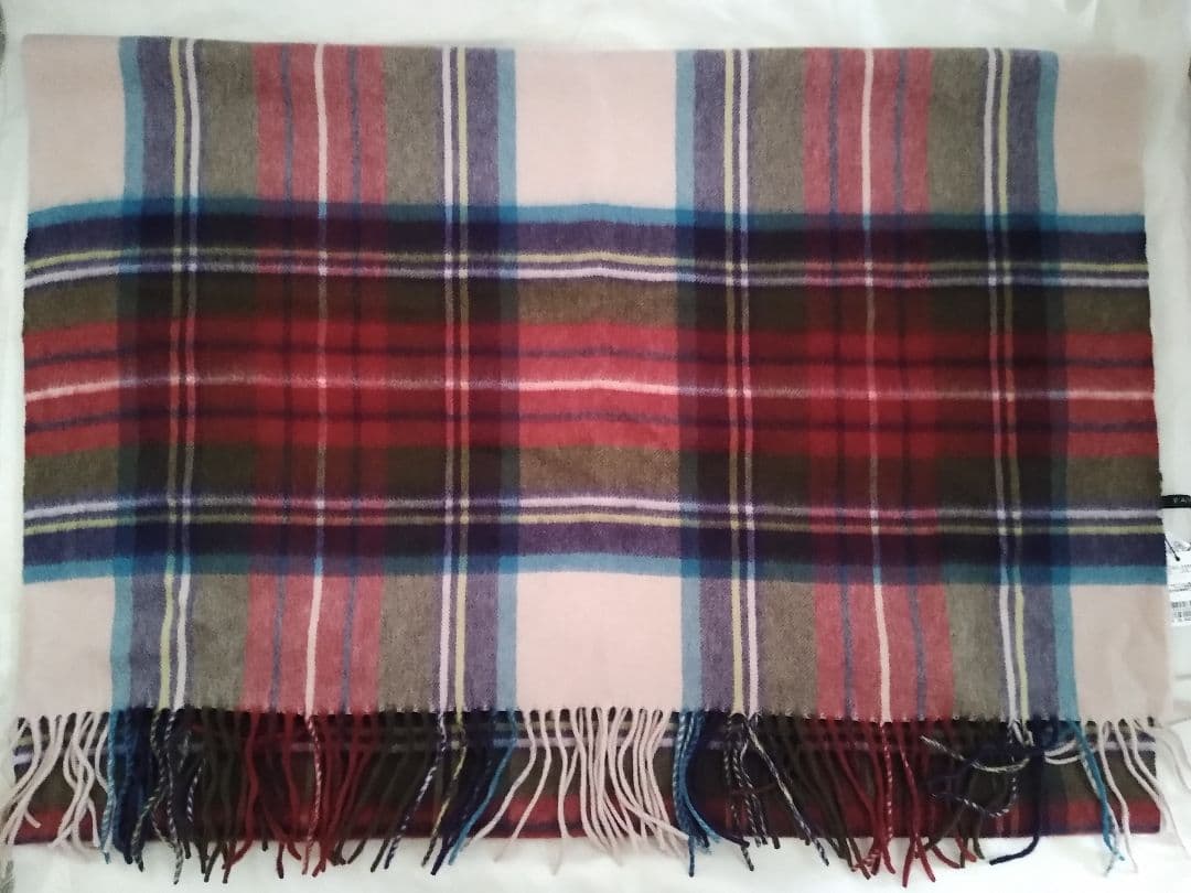 タグ付き未使用 タータンチェック 大判 カシミヤストール ジョンストンズ好きな方