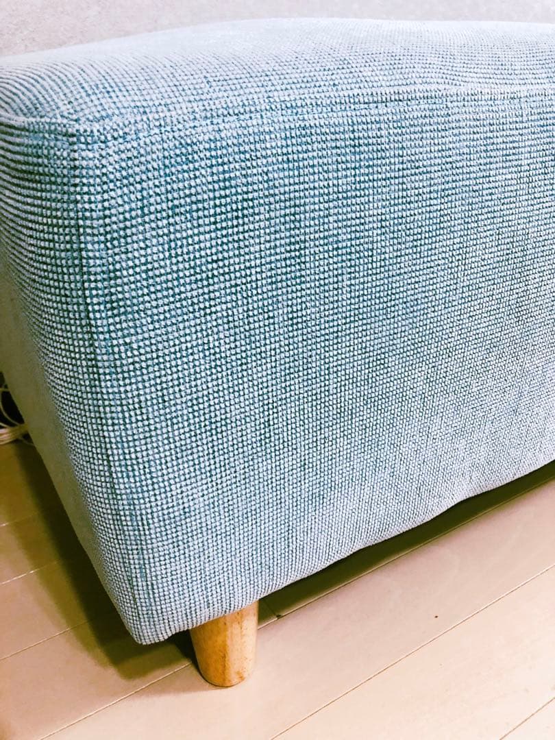 2人掛けソファベンチ スモークブルー オットマン