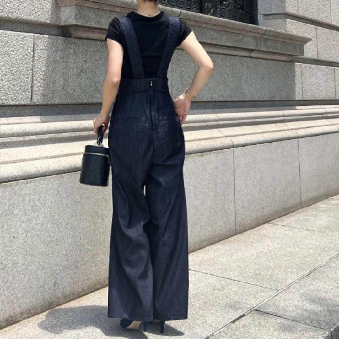 JENNE ジェンヌ 2wayハイウエストリラックスデニムパンツ ネイビー