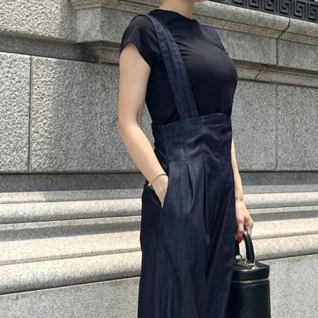 JENNE ジェンヌ 2wayハイウエストリラックスデニムパンツ ネイビー