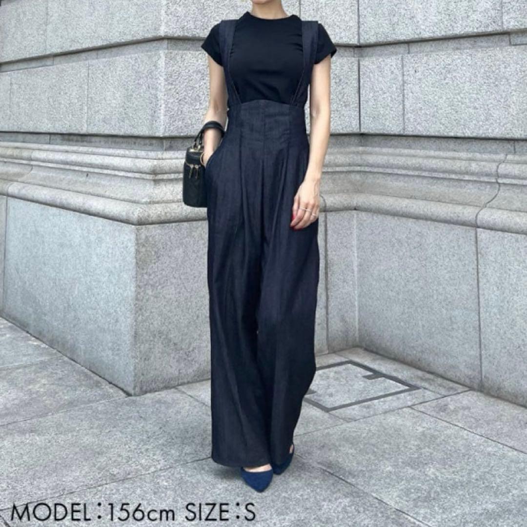 JENNE ジェンヌ 2wayハイウエストリラックスデニムパンツ ネイビー