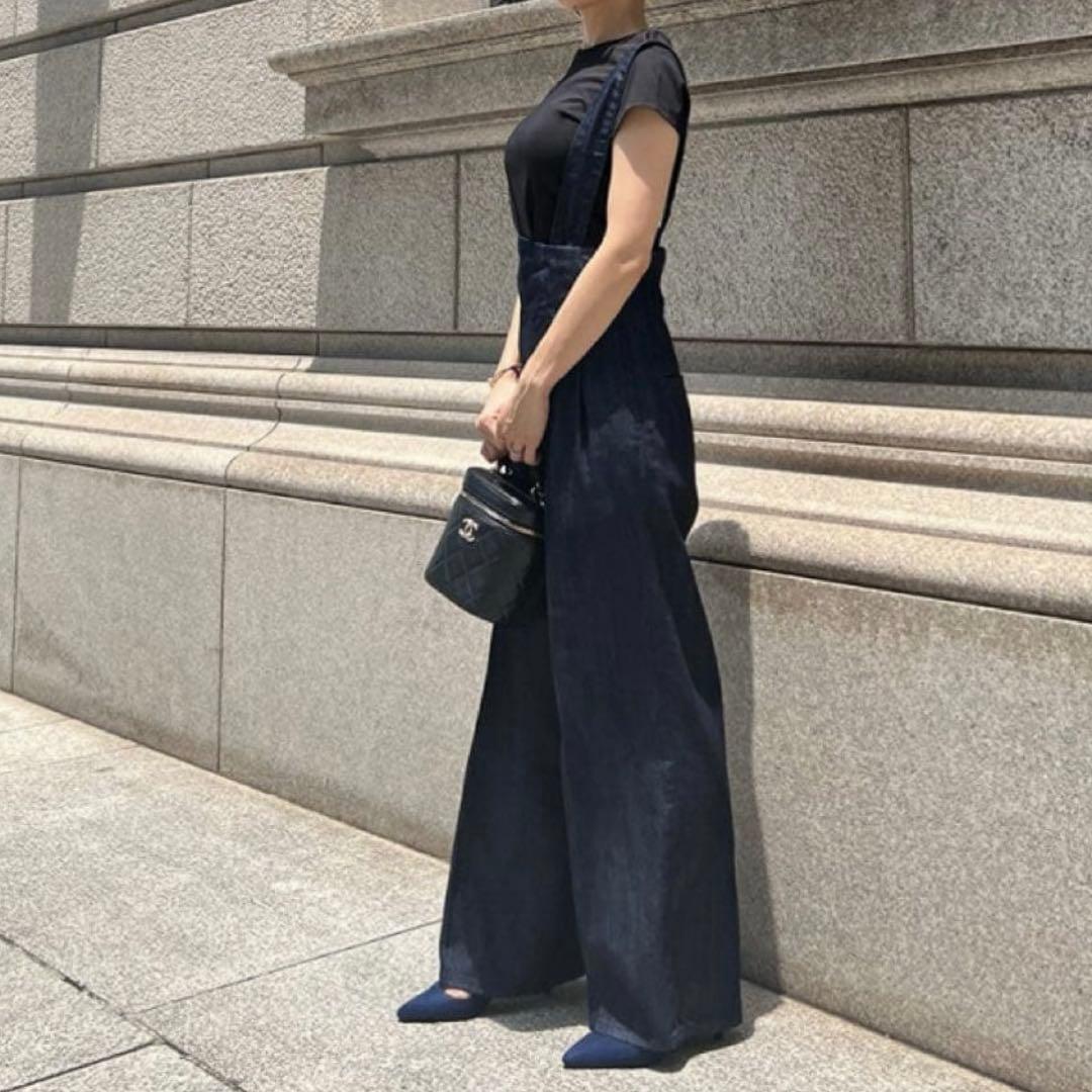 JENNE ジェンヌ 2wayハイウエストリラックスデニムパンツ ネイビー