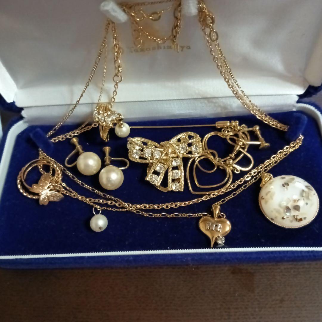 遺品整理アクセサリまとめK18あこや真珠トップSilverネックレス　ニナリッチ