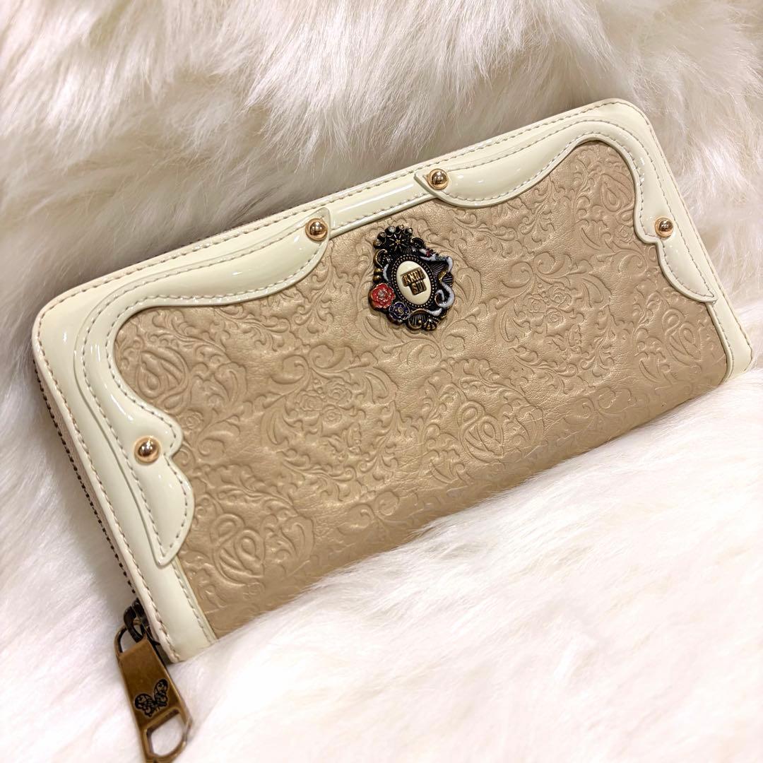 ANNA SUIアナスイ 長財布 セルパン アンティーク 白蛇 ゴールド