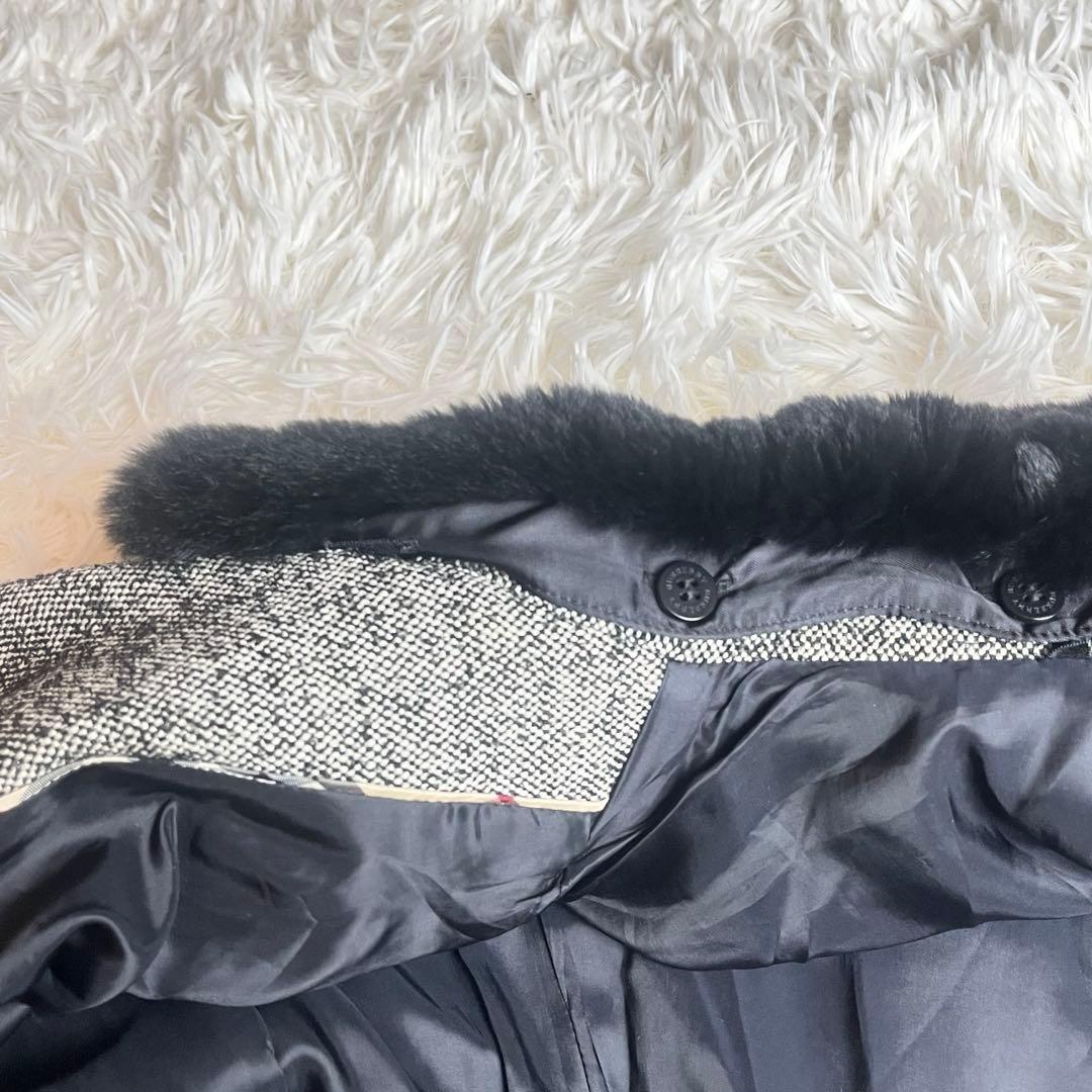 BURBERRY バーバリーロンドン ツイード ジャケット ラビットファー 40