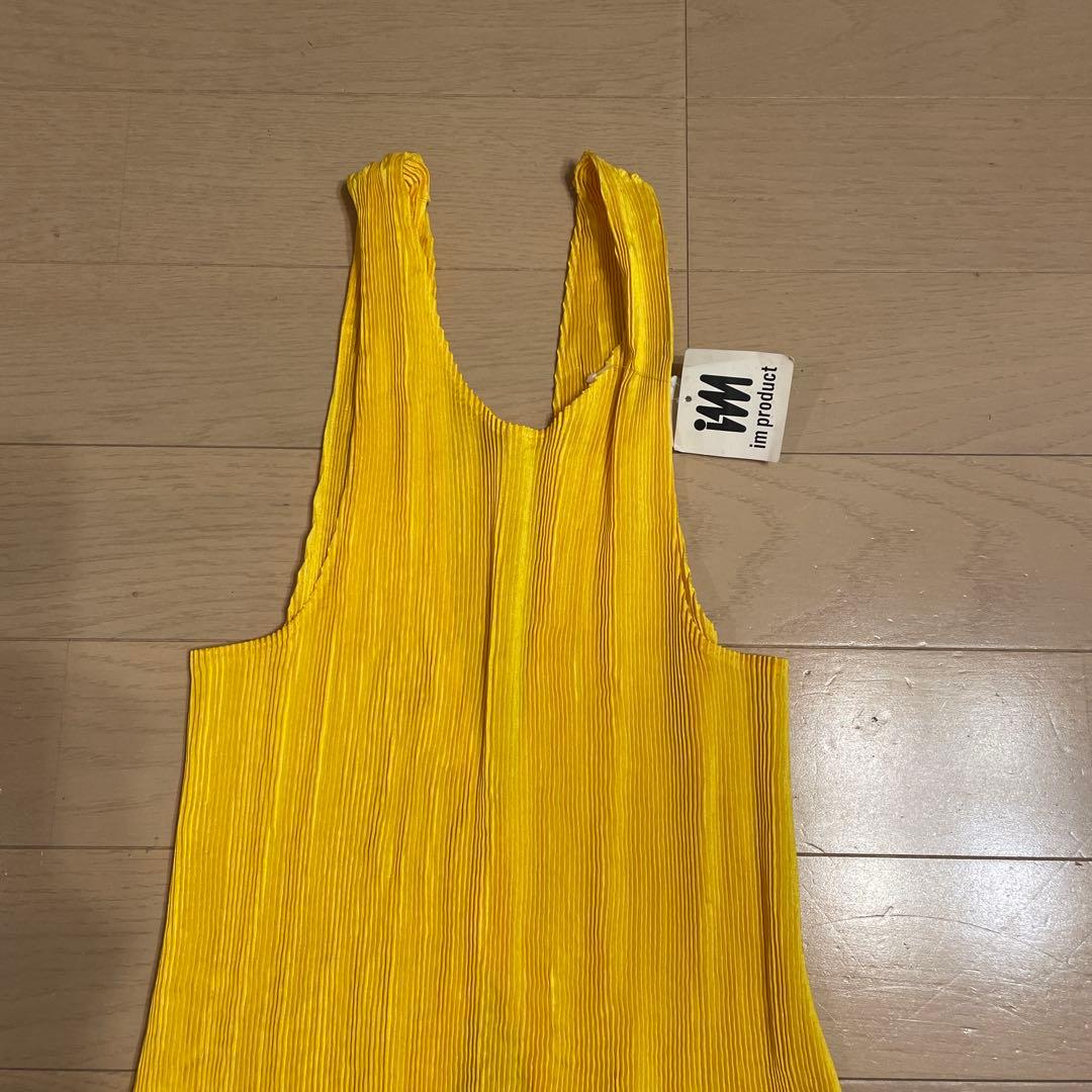 improduct イッセイミヤケ プリーツエプロンドレス パプリカイエロー