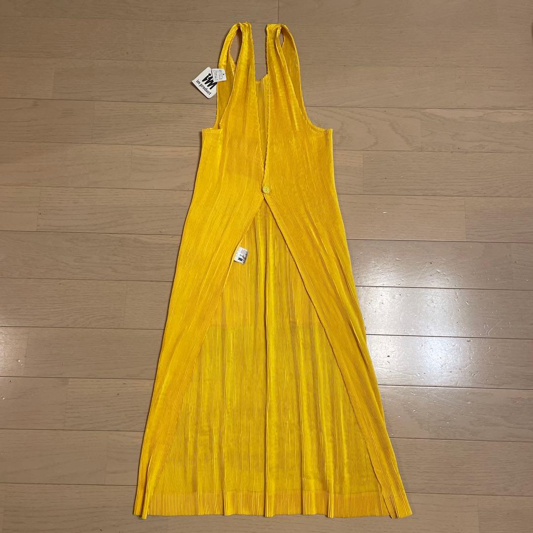 improduct イッセイミヤケ プリーツエプロンドレス パプリカイエロー