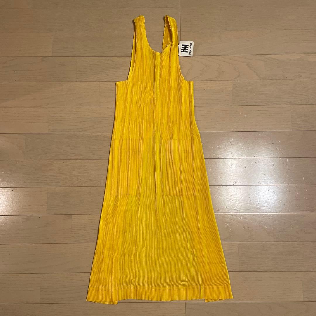 improduct イッセイミヤケ プリーツエプロンドレス パプリカイエロー